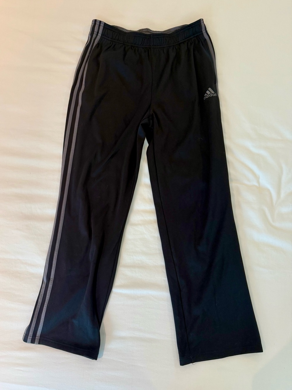 adidas Black Joggers with Gray‎ Side Stripes - Kids